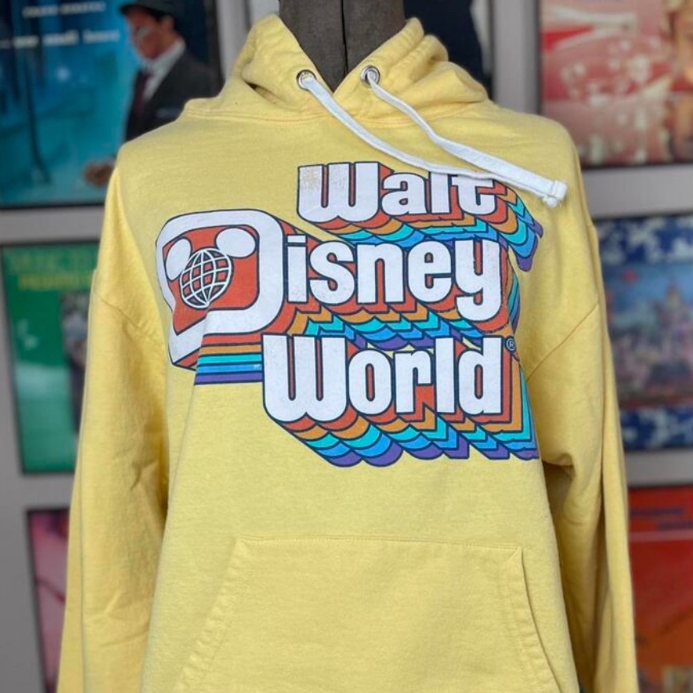 SUNNY YELLOW RETRO WALT DISNEY WORLD HOODIE (m) MICKEY MOUSE DESTINATION